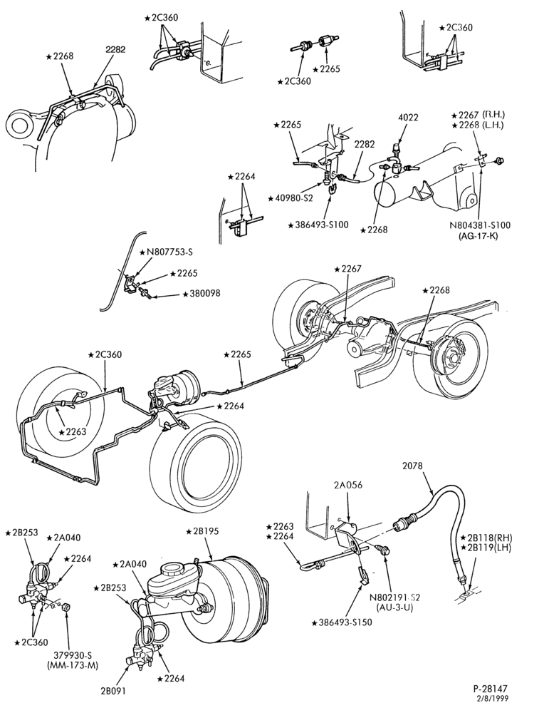 Схема BRAKES-Disc brake system - w/o anti-lock brakes - 6 cyl. 3.8L