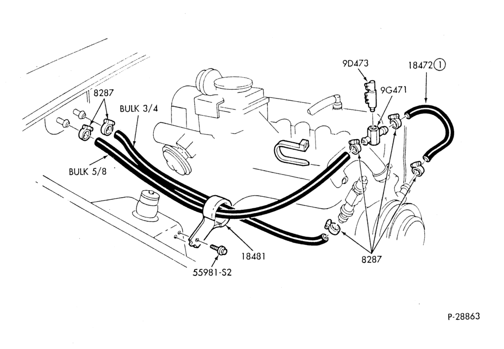 Схема HEATER HOSES & TUBES-6 cyl. - 3.3L-F,J