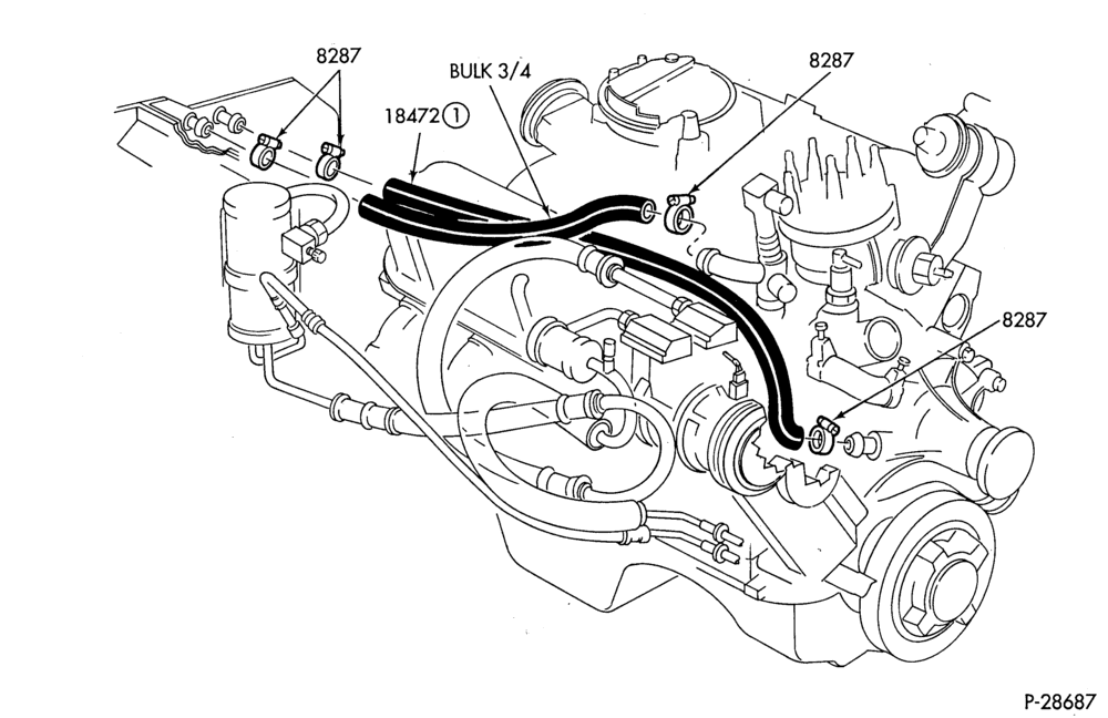 Схема HEATER HOSES & TUBES-8 cyl. - 5.8L - w/o ATC-A,MA