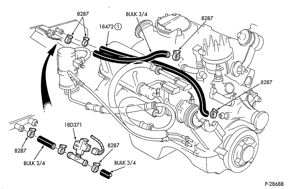 Схема HEATER HOSES & TUBES-8 cyl. - 5.8L - w/ATC-A,MA