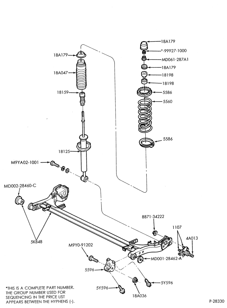 Схема FRAME-REAR SUSPENSION - shock absorbers, axle