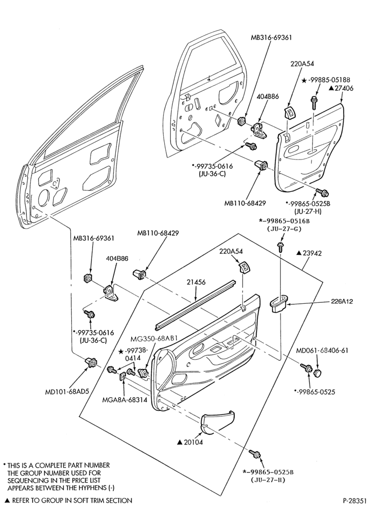 Схема SOFT, INTERIOR TRIM-Interior trim panels - front & rear door