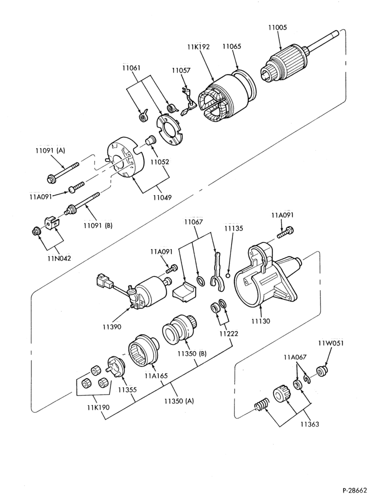 Схема DISTRIBUTOR AND IGNITION SYSTEM-Starter & drive assembly - Mitsubishi