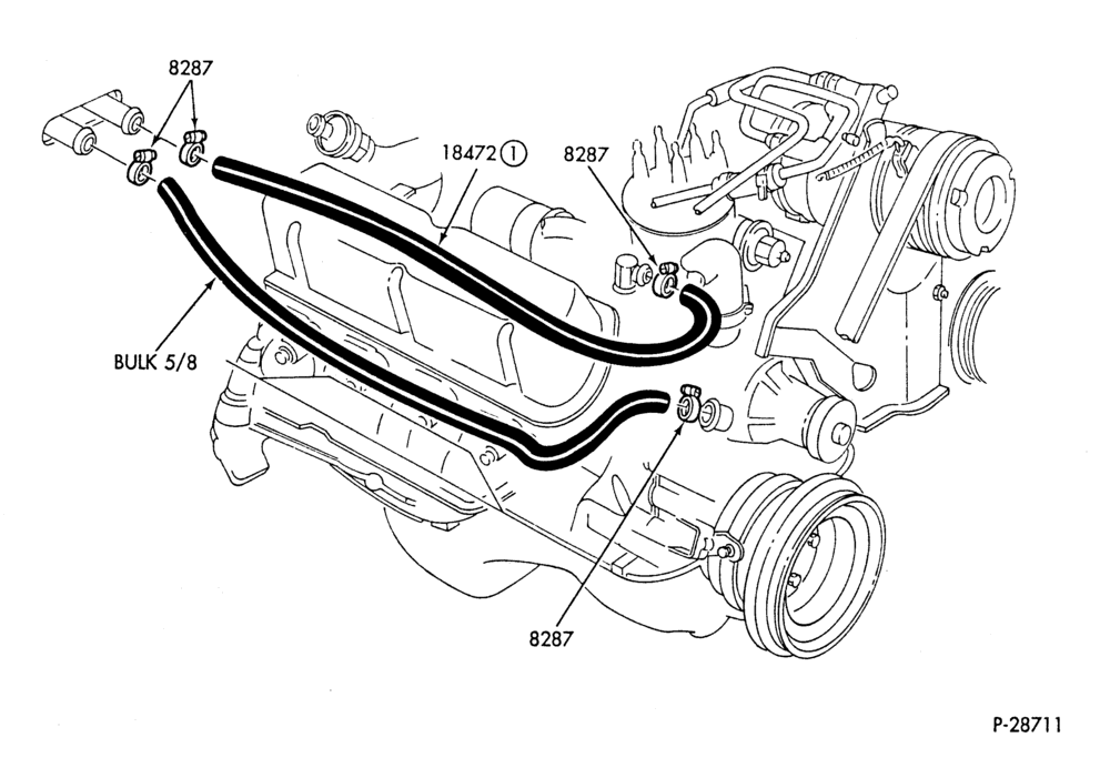 Схема HEATER HOSES & TUBES-8 cyl. - 4.2L & 5.0L-F,J