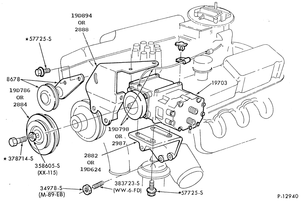 Схема AIR CONDITIONING-Compressor Charge Identification - integral-8 cyl. 302 (5.0L), 351 (5.8L) & 400 (6.6L)-U150