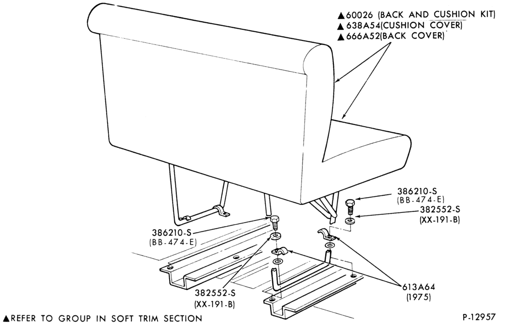 Схема SEATS-Rear seat parts - w/o armrest - 4th or 5th seat (Before Ser. JA0,001)-E100/350 (82)