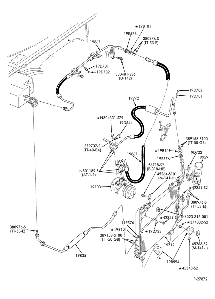 Схема AC HOSES & TUBES-8 cyl. - 6.9L - w/o aux. A/C-E