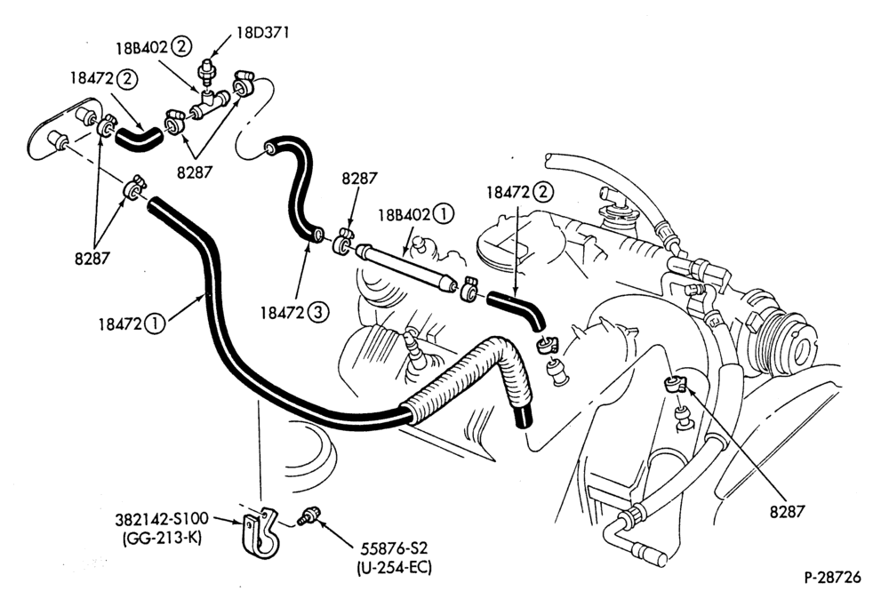 Схема HEATER HOSES & TUBES-6 cyl. - 3.8L - w/ATC-S,MF
