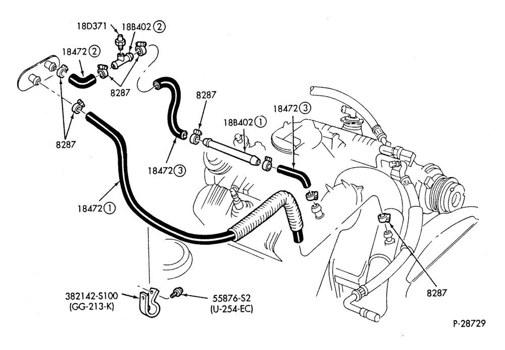 Схема HEATER HOSES & TUBES-6 cyl. - 3.8L - w/ATC-S,MF