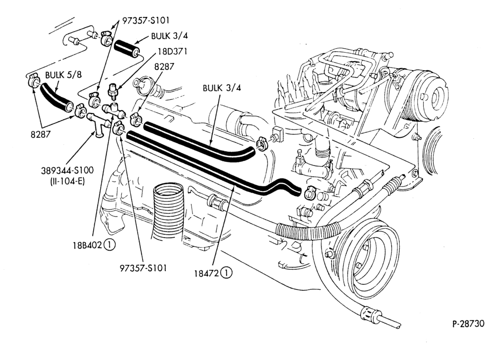 Схема HEATER HOSES & TUBES-8 cyl. - 5.0L - w/A/C - w/ATC-S,MF