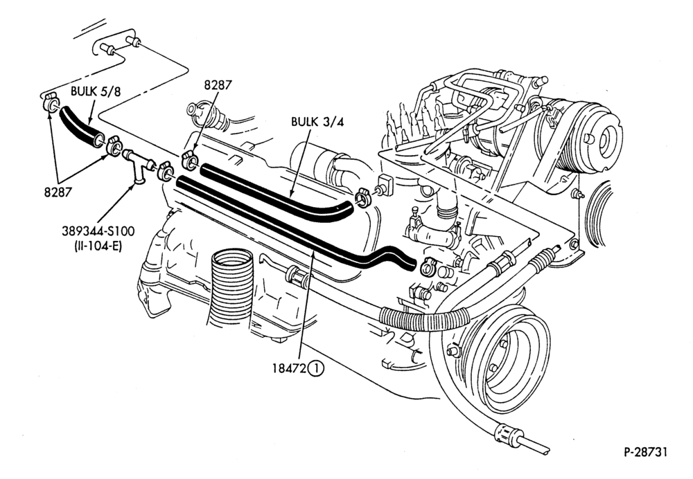 Схема HEATER HOSES & TUBES-8 cyl. - 5.0L - w/A/C - w/o ATC-S,MF