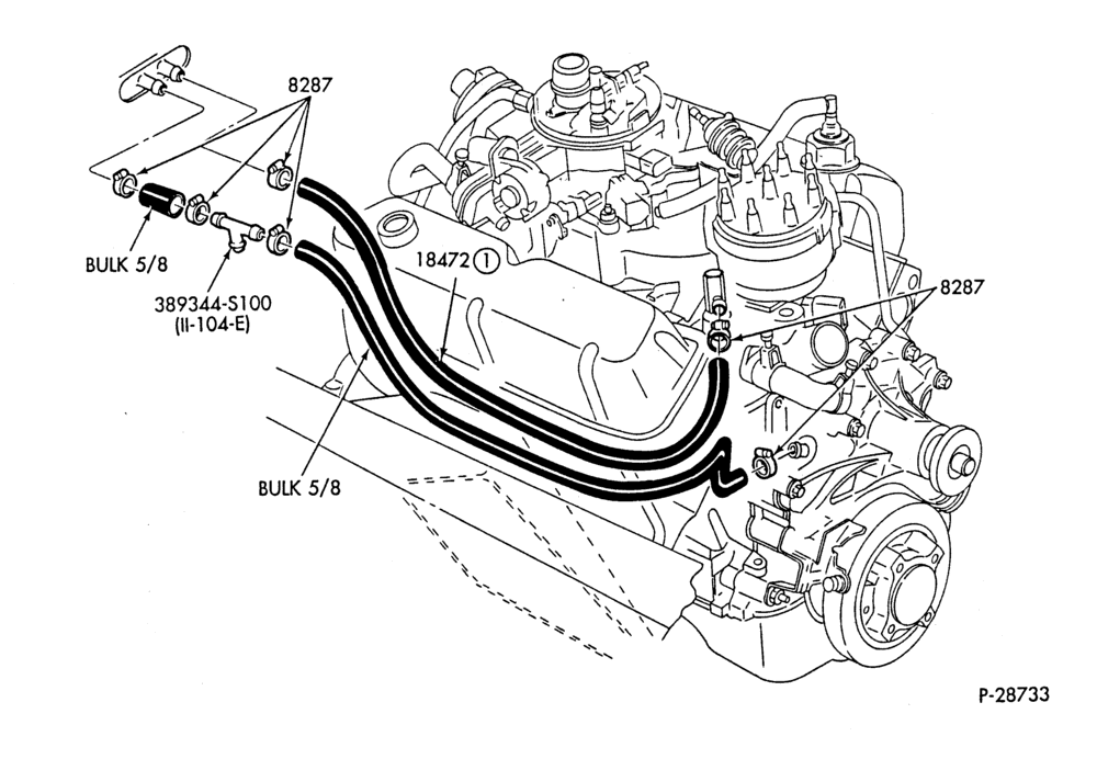 Схема HEATER HOSES & TUBES-8 cyl. - 5.0L - w/o A/C-S,MF