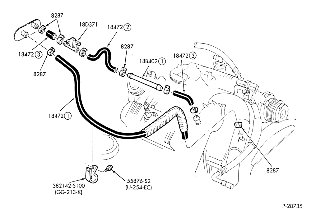 Схема HEATER HOSES & TUBES-6 cyl. - 3.8L - w/ATC-S,MF