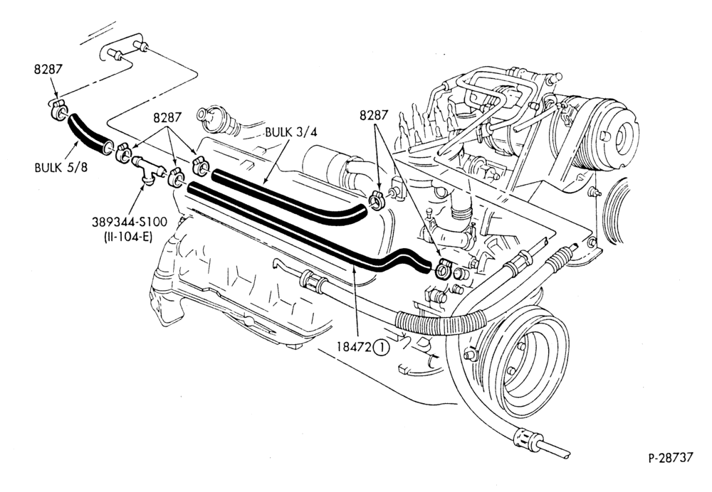 Схема HEATER HOSES & TUBES-8 cyl. - 5.0L - w/A/C-S,MF