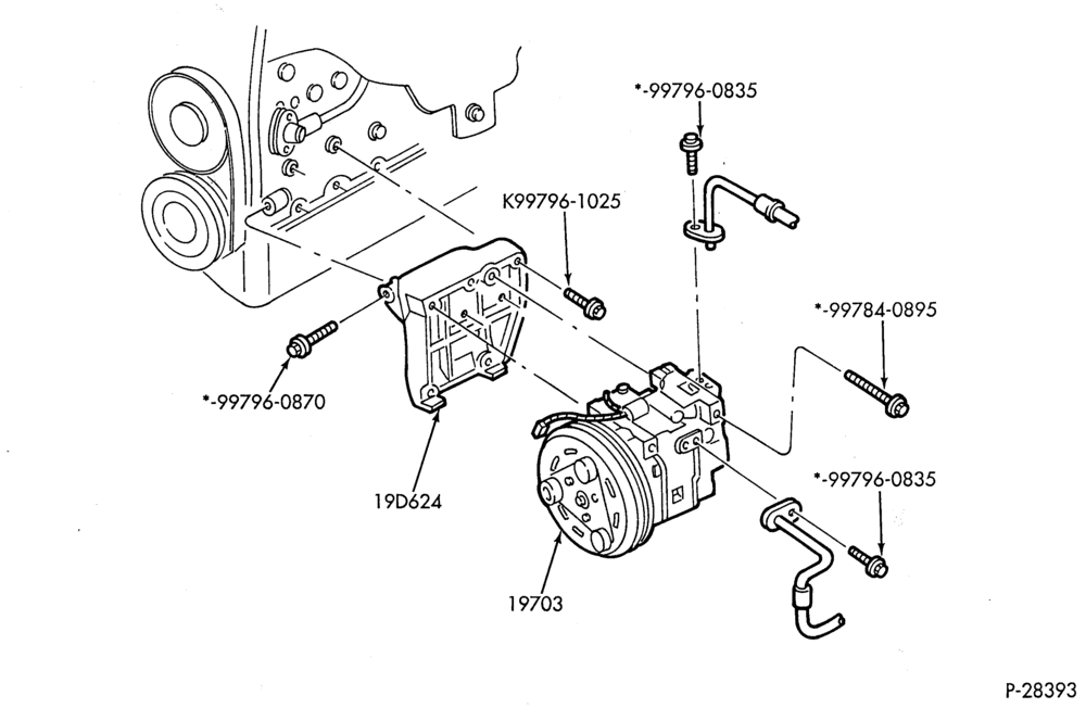 Схема AIR CONDITIONER-Compressor installation - 4 cyl. 1.3L