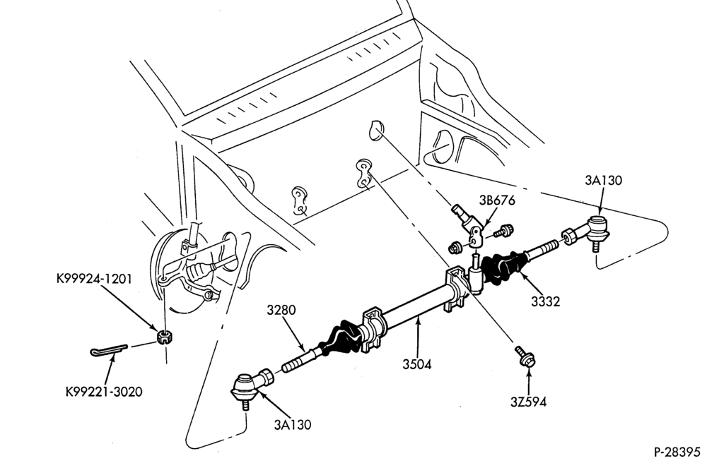 Схема STEERING-Manual steering system - Steering gear installation