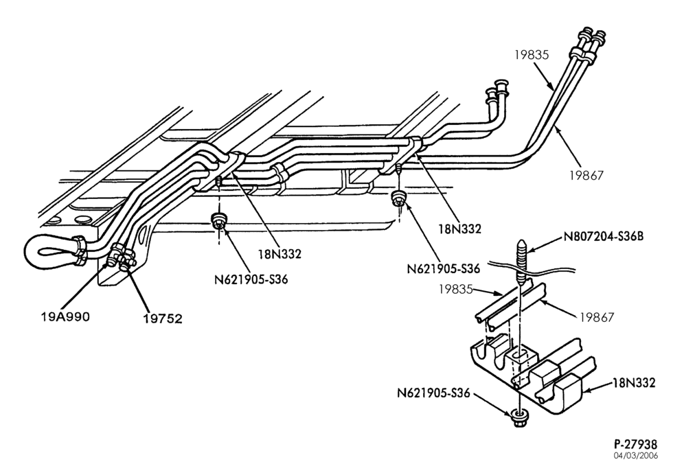 Схема AIR CONDITIONING-Condenser & hoses - integral - with aux. a/c-E150/350, E550, E(Super Duty)