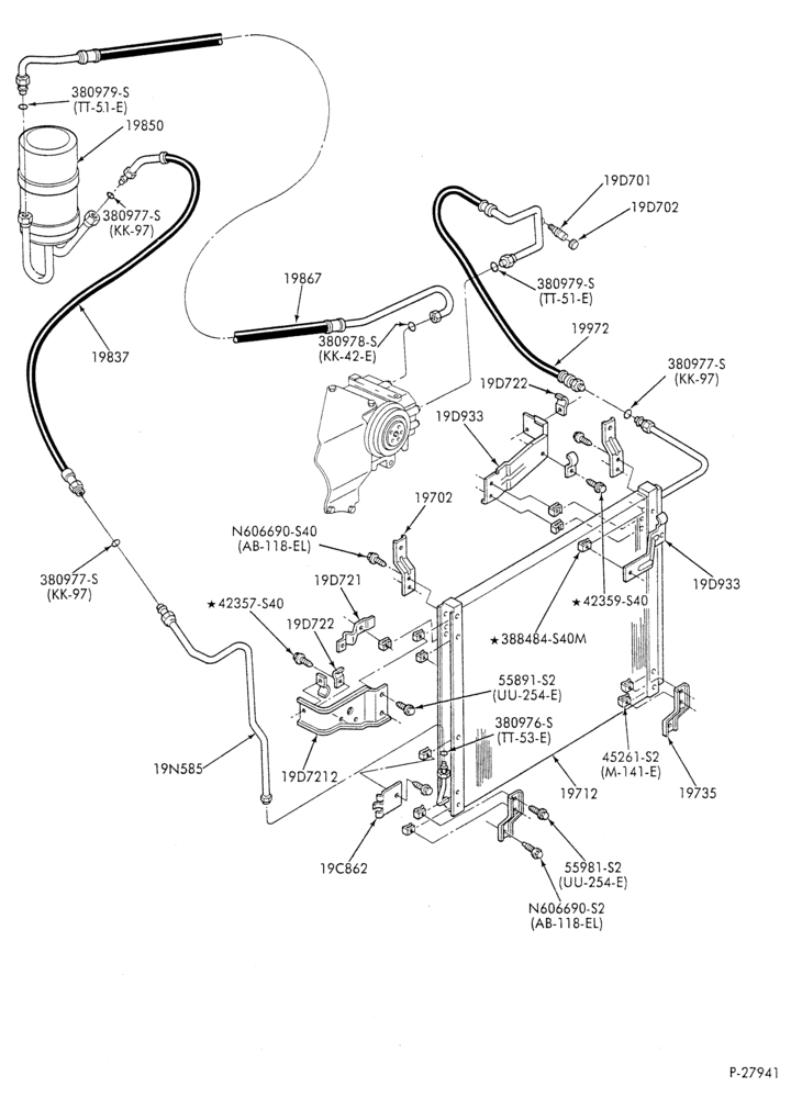 Схема AC HOSES & TUBES-8 cyl. - 5.8L-F & U