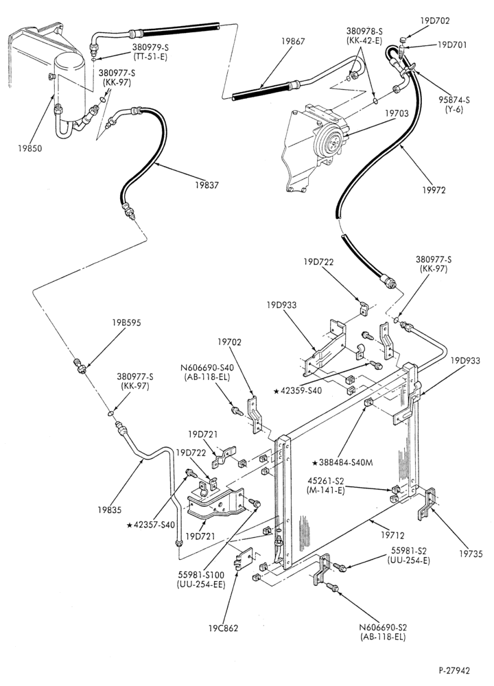 Схема AC HOSES & TUBES-6 cyl. - 4.9L-F & U