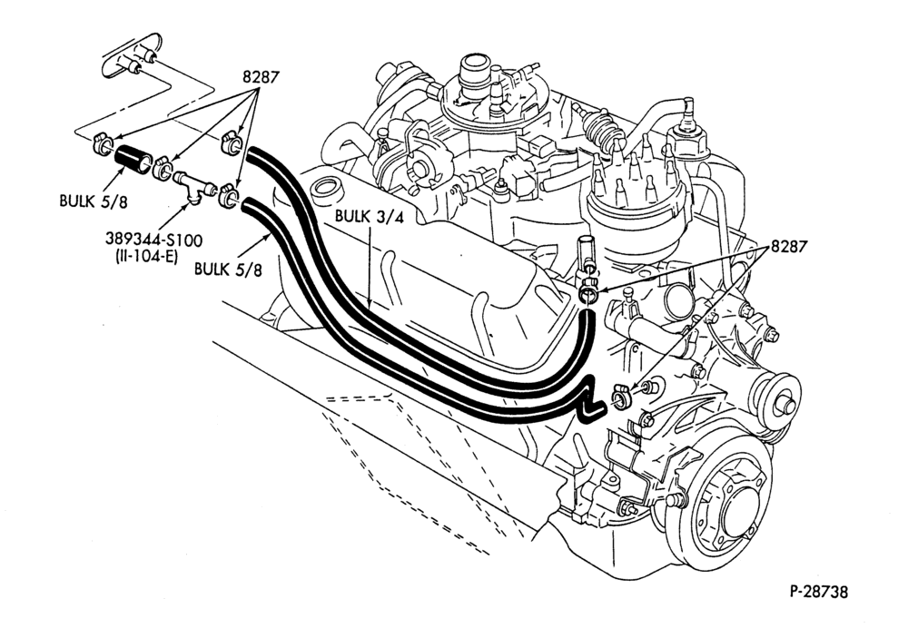 Схема HEATER HOSES & TUBES-8 cyl. - 5.0L - w/o A/C-S,MF