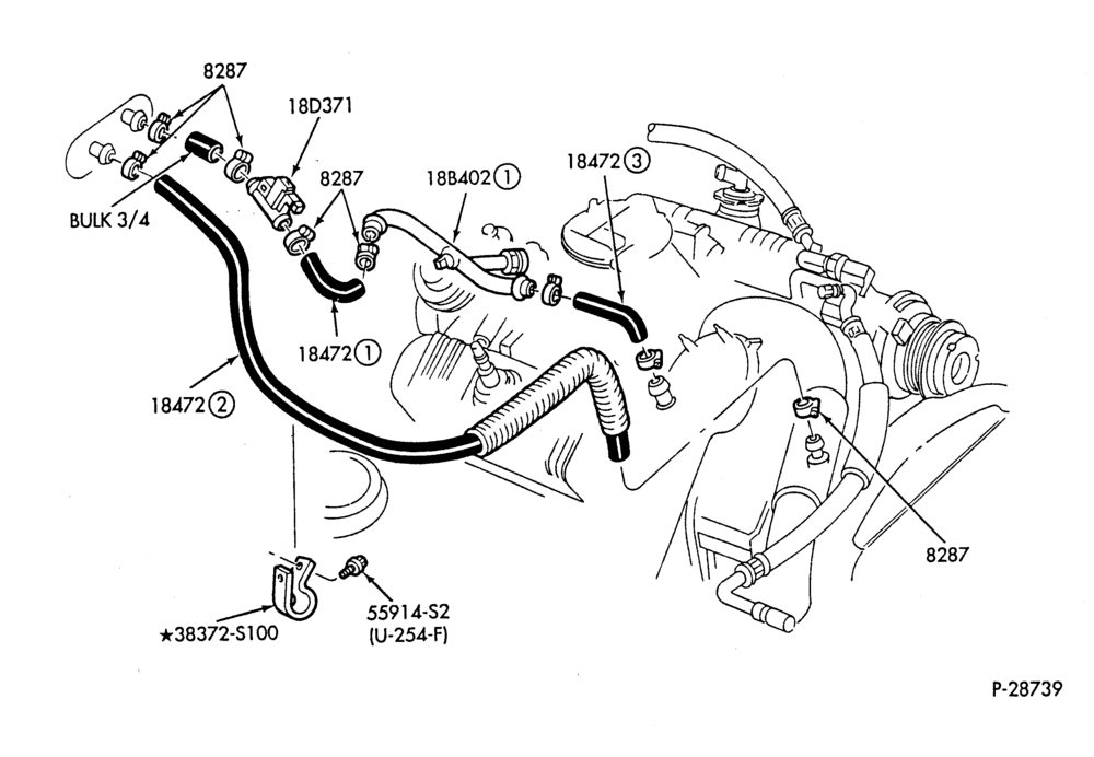 Схема HEATER HOSES & TUBES-6 cyl. - 3.8L - w/ATC-S,MF