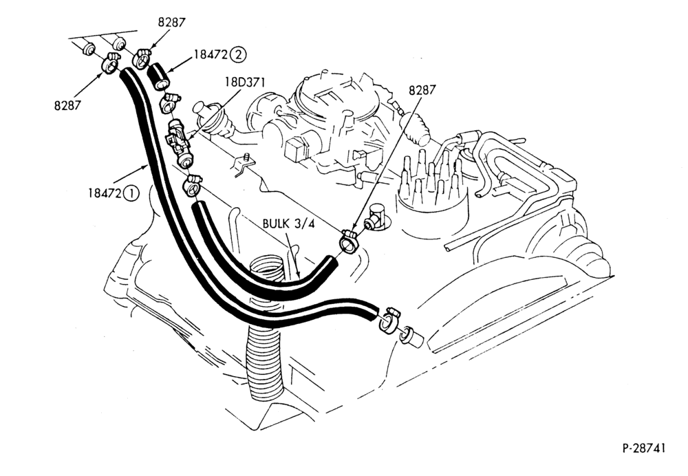 Схема HEATER HOSES & TUBES-8 cyl. - 4.2L - w/ATC-S,MF