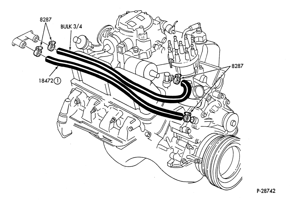 Схема HEATER HOSES & TUBES-8 cyl. - 4.2L & 5.0L - w/o ATC-S,MF