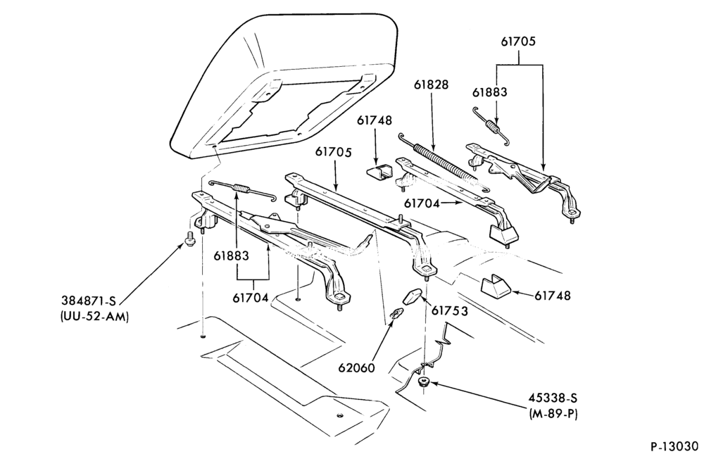 Схема SEATS AND SEAT BELTS-Front seat parts - lower half - 2 way manual