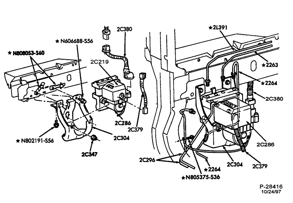 Схема BRAKES-Brake anti-lock hydraulic modulator installation