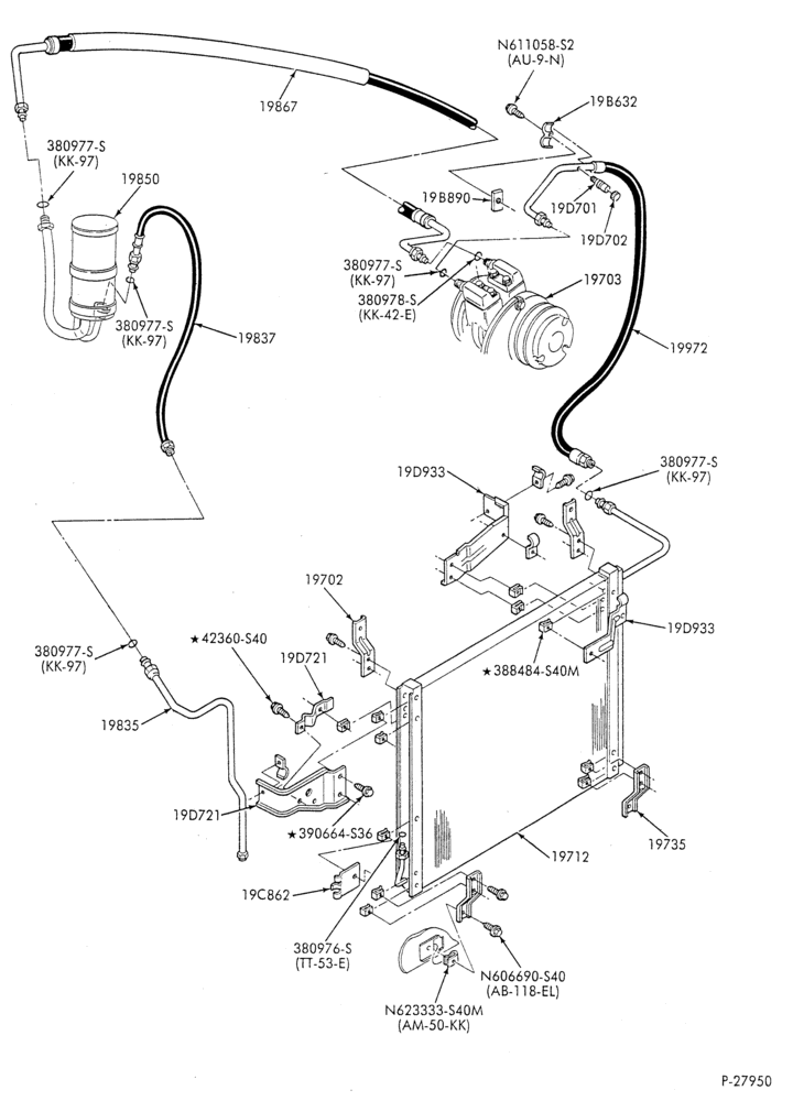 Схема AC HOSES & TUBES-6 cyl. - 3.8L - in-plant charged-F & U
