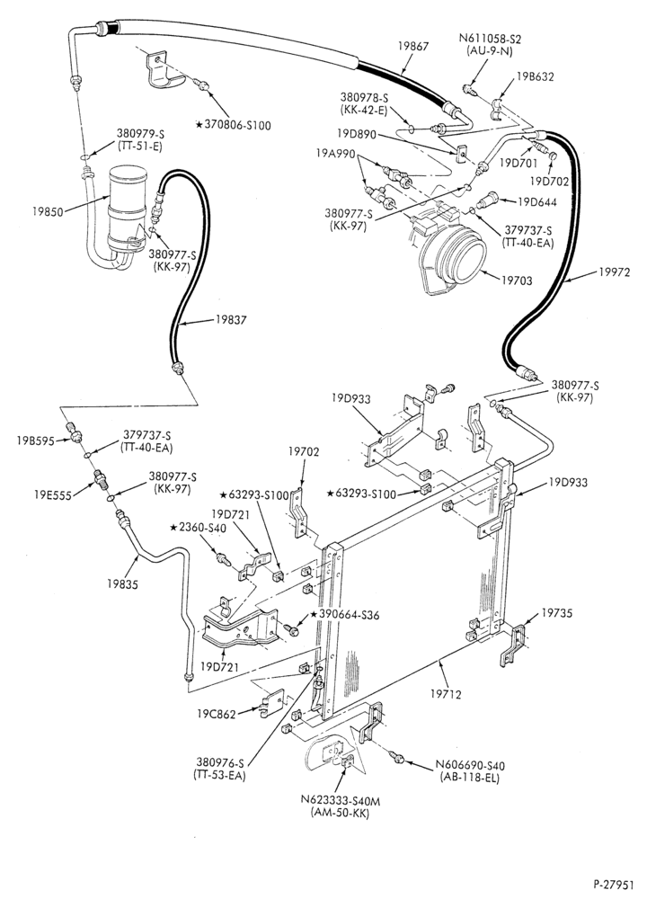 Схема AC HOSES & TUBES-6 cyl. - 3.8L - pre-charged-F & U