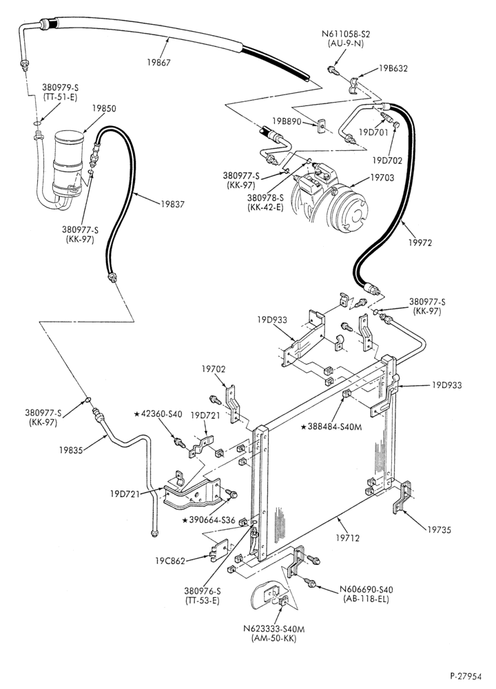 Схема AC HOSES & TUBES-8 cyl. - 5.0L - in-plant charged-F & U
