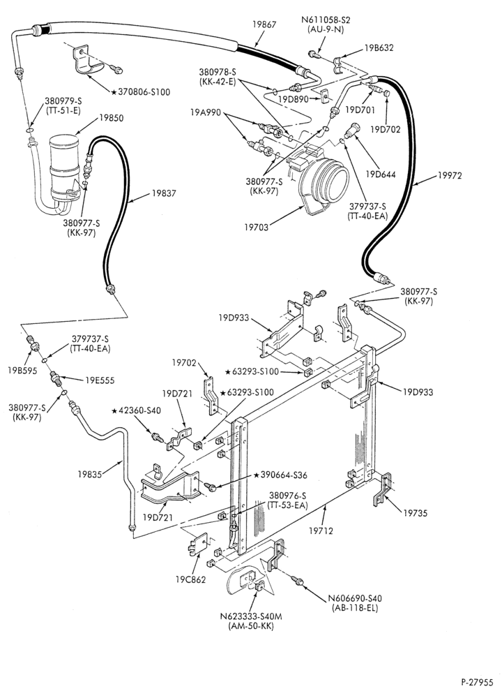 Схема AC HOSES & TUBES-8 cyl. - 5.0L - pre-charged-F & U