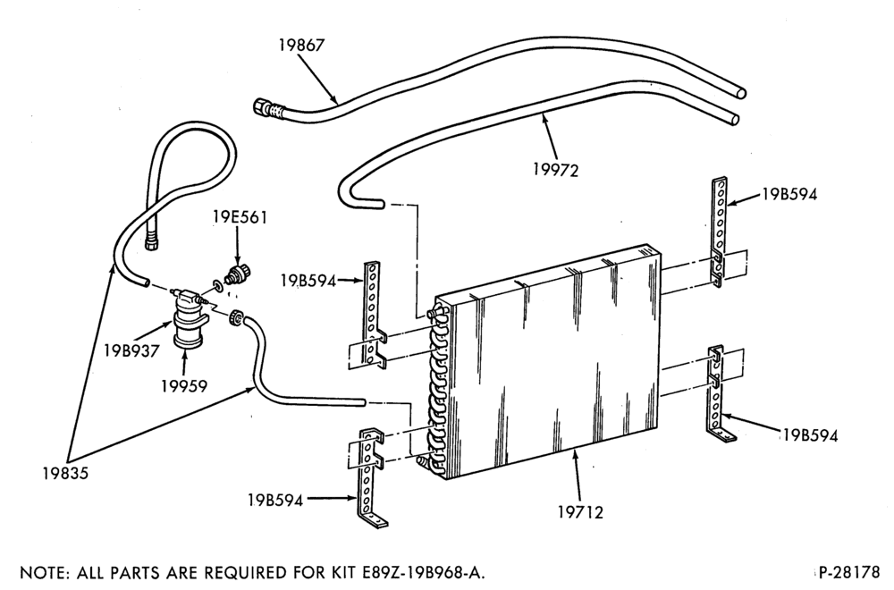 Схема AIR CONDITIONING-Condenser and Hoses - integral-main- built-in (dealer installed)-A