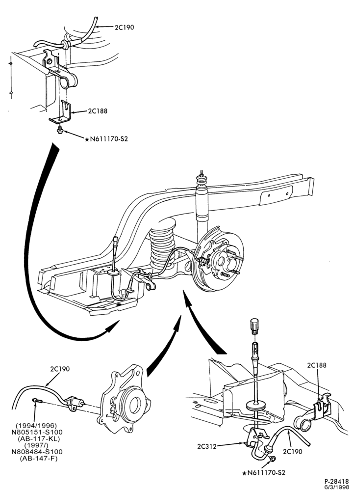 Схема BRAKES-Brake anti-lock wiring - rear