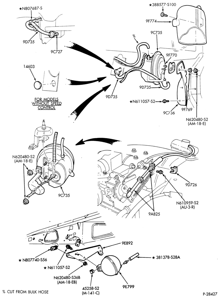 Схема 6 CYL. 3.8L-Speed control and related parts - Production installation - engine compartment