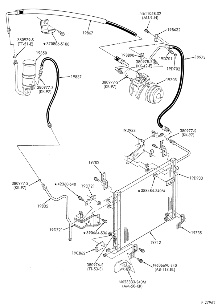 Схема AC HOSES & TUBES-8 cyl. - 7.5L - in-plant charged-F & U