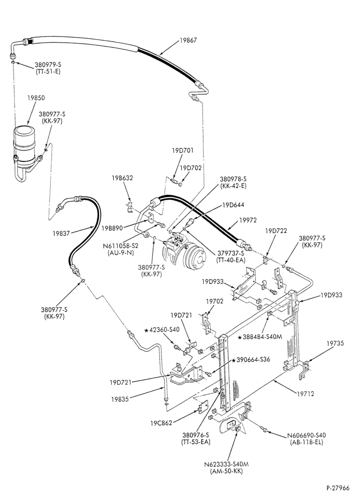 Схема AC HOSES & TUBES-8 cyl. - 5.0L - in-plant charged-F & U