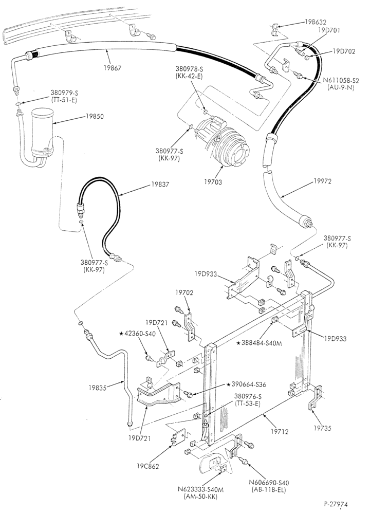 Схема AC HOSES & TUBES-8 cyl. - 7.5L - in-plant charged-F & U