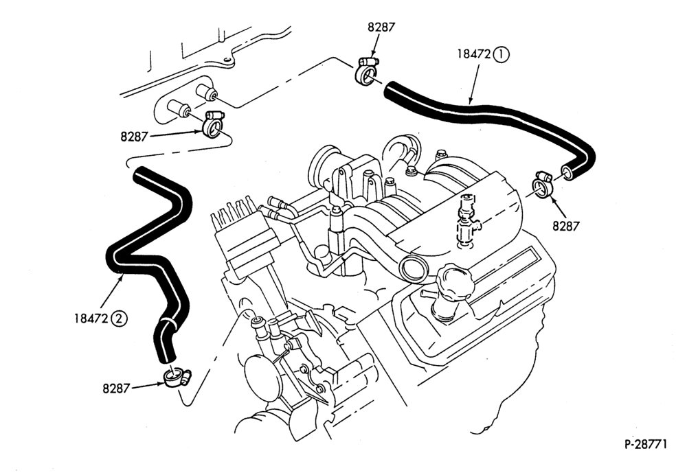 Схема HEATER HOSES & TUBES-6 cyl. - 3.8L - w/o ATC-E,ME