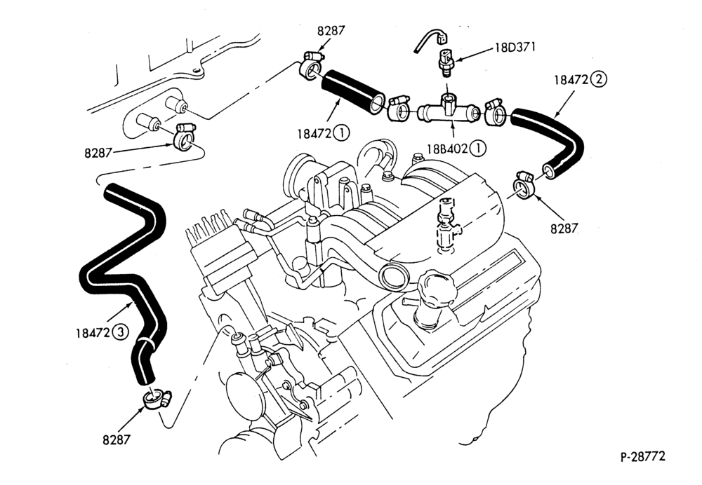 Схема HEATER HOSES & TUBES-6 cyl. - 3.8L - w/ATC-E,ME