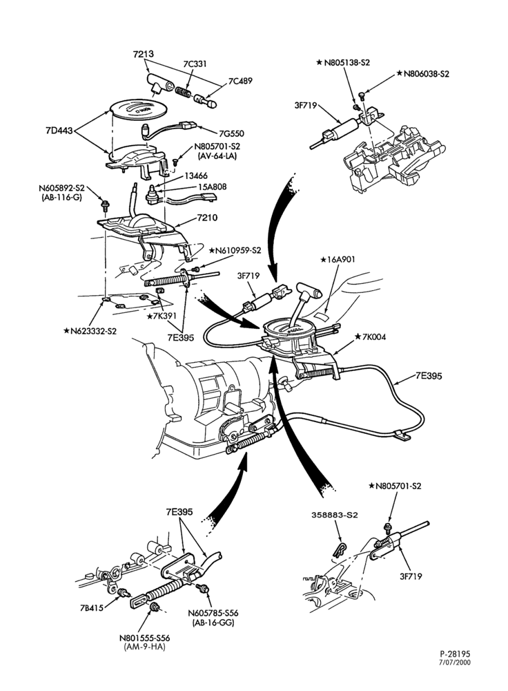Схема 4R70W TYPE - EXTERNAL PARTS-Shift mechanism - floor or console