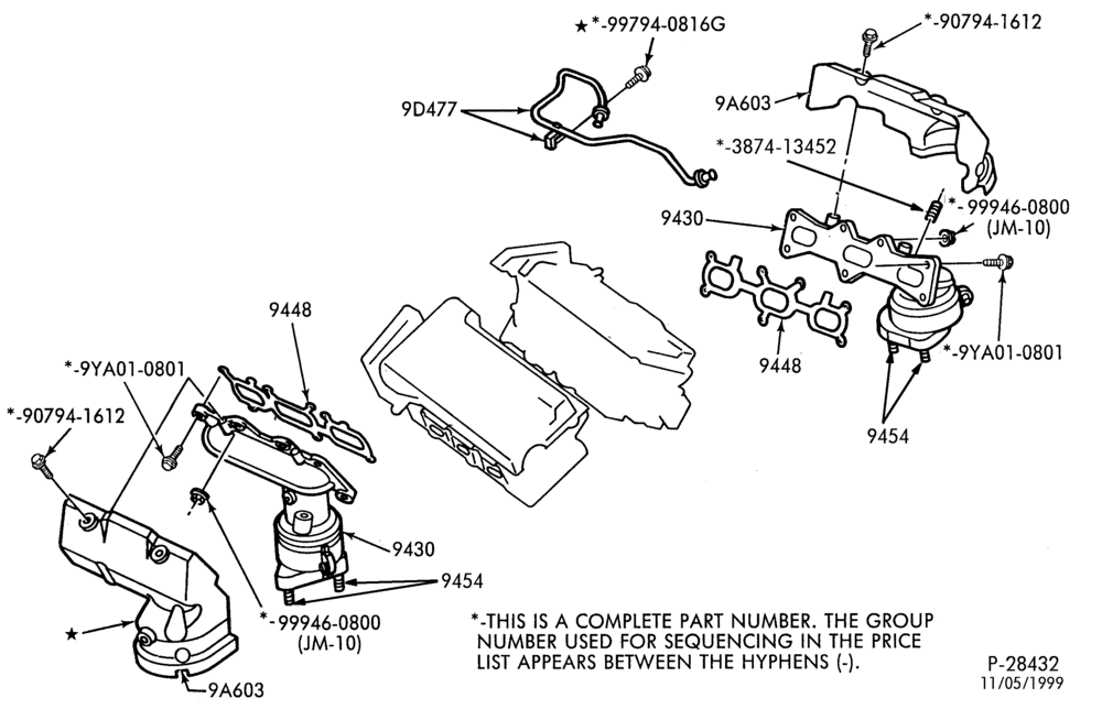 Схема 6 CYL. 2.5L-Manifold - exhaust manifold - Calif.