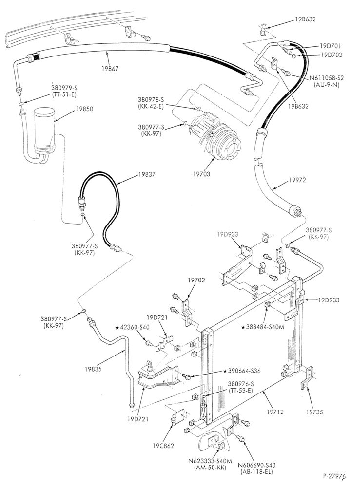 Схема AC HOSES & TUBES-6 cyl. - 4.9L - in-plant charged-F & U