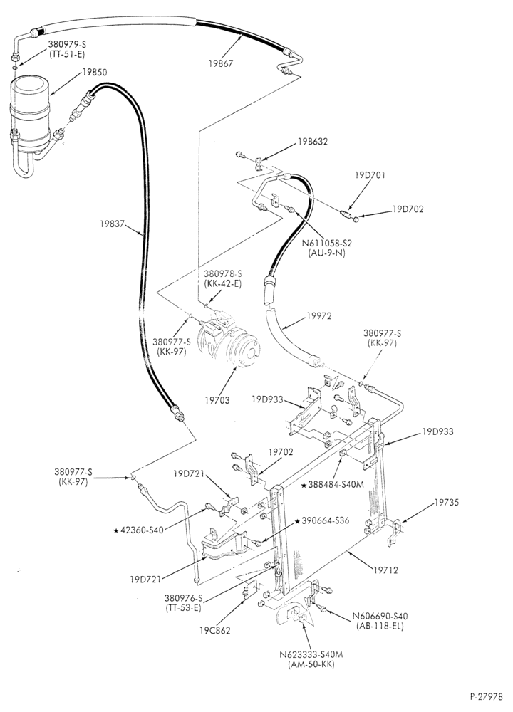 Схема AC HOSES & TUBES-8 cyl. - 5.0L - in-plant charged-F & U