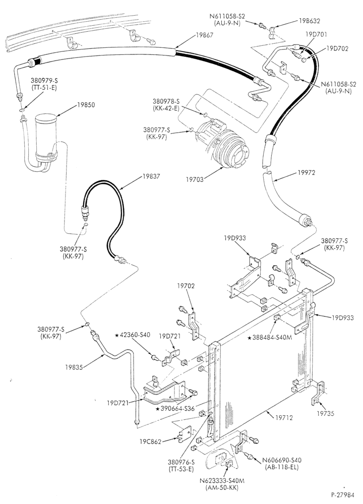 Схема AC HOSES & TUBES-8 cyl. - 7.5L - in-plant charged-F & U