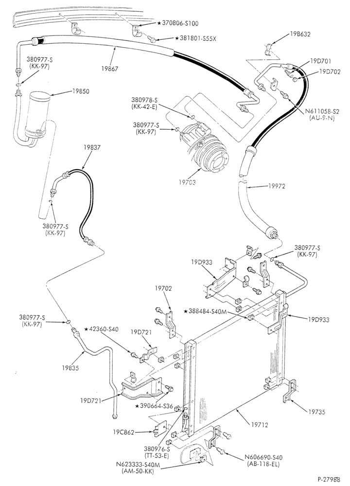 Схема AC HOSES & TUBES-8 cyl. - 5.0L - in-plant charged-F & U