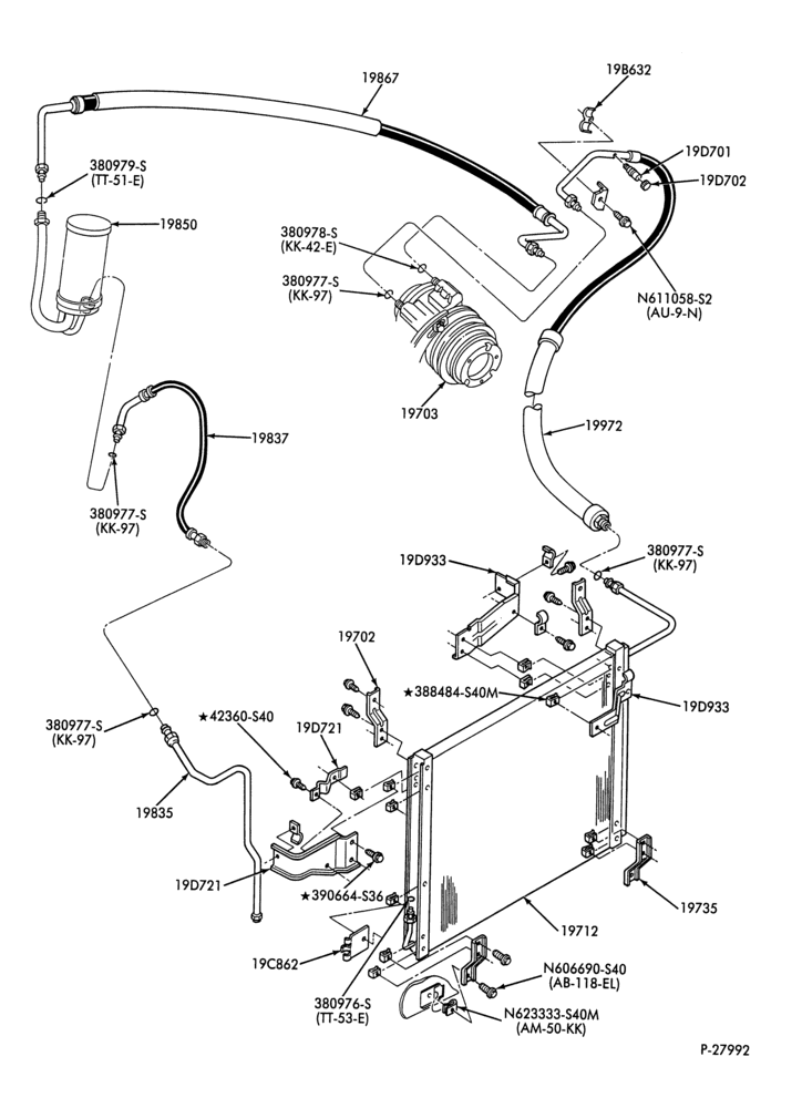 Схема AC HOSES & TUBES-8 cyl. - 6.9L - in-plant charged-F & U