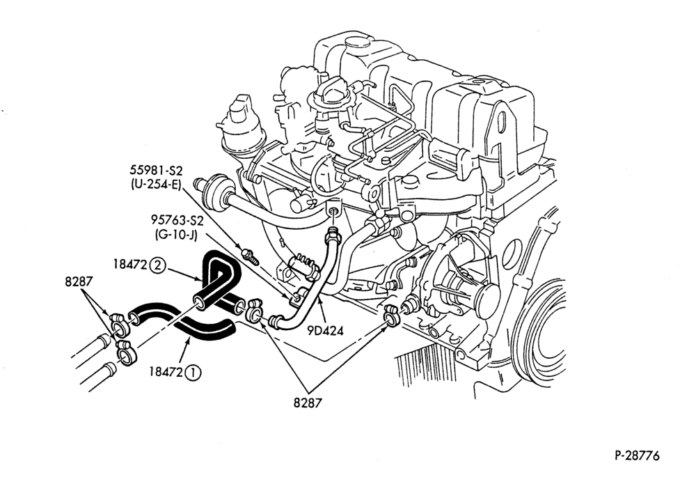Схема HEATER HOSES & TUBES-4 cyl. - 2.3L - w/A/C-B,MB