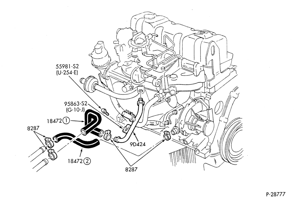 Схема HEATER HOSES & TUBES-4 cyl. - 2.3L - w/A/C-B,MB